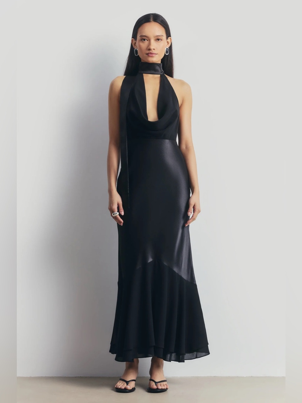 Boa. Black Satin Panel Dress